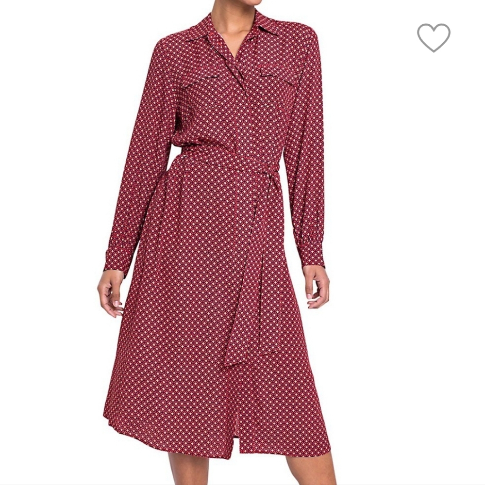 Olsen Country Code Tie-Waist Midi Shirt Dress